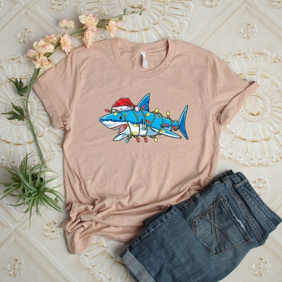 Christmas Shark Lights Shirt, Christmas Shirt, Funny Christmas Shirt - Picture 1 of 2